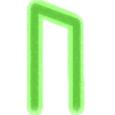 The Elder Furthark rune ᚢ or uruz, in green with a lime green outline